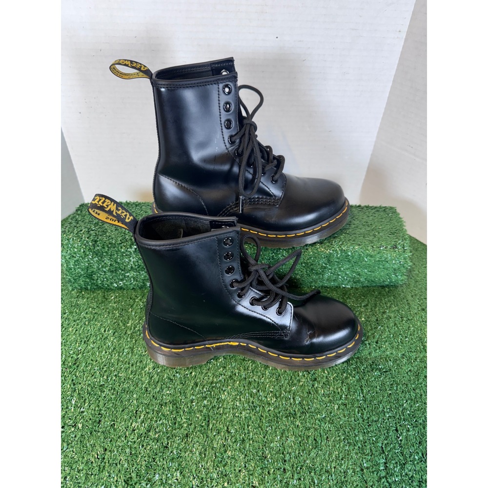 Dr Martens 1460‎ Smooth Leather Lace Up Boots Black Womens Size 6